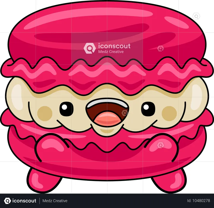 Mascotte de macaron en train de rire  Illustration