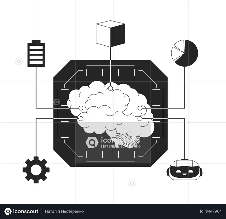 Machine learning brain  Illustration