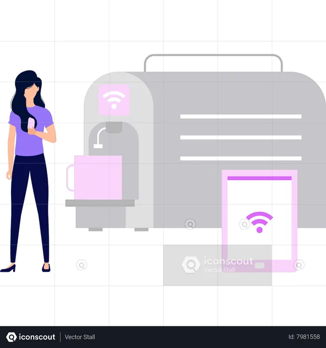 Machine running via Wi-Fi  Illustration