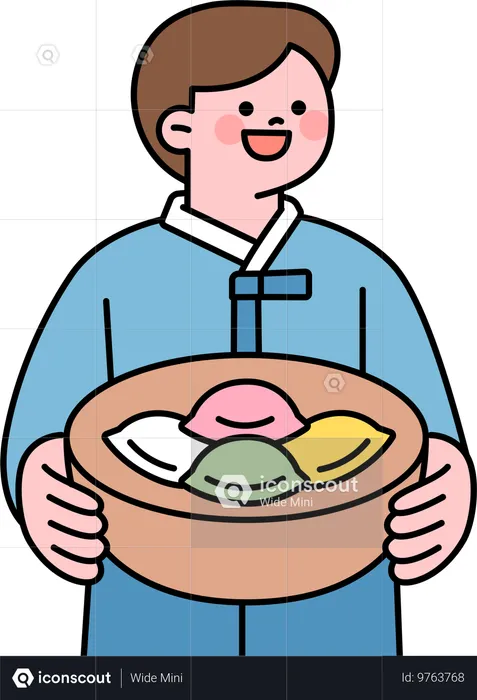 Homem segurando chuseok  Ilustração