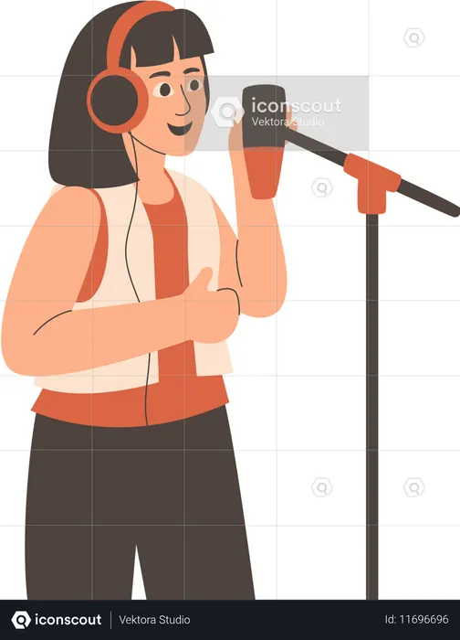 Mädchen als Radiosprecherin  Illustration