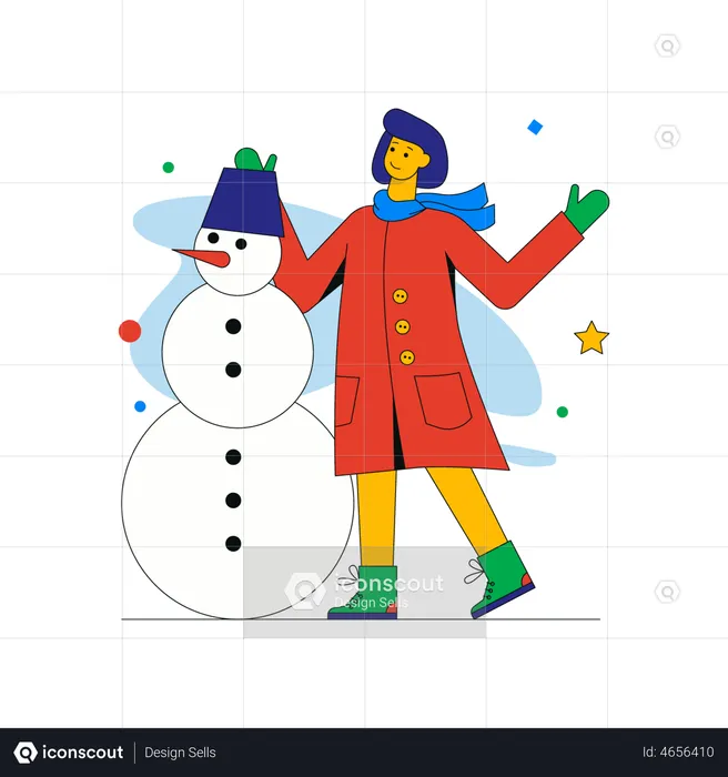 Mädchen macht Schneemann  Illustration