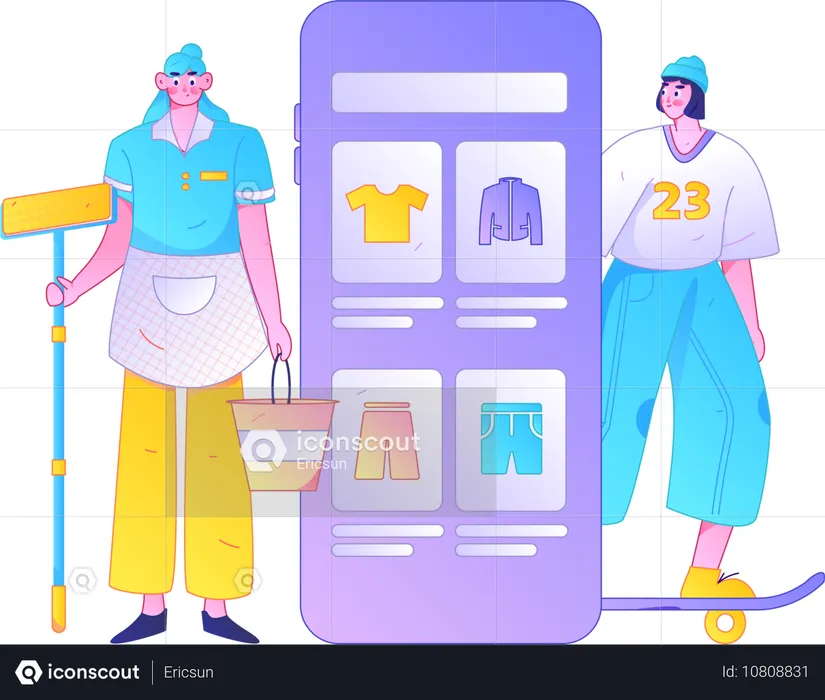 Mädchen beim Online-Shopping  Illustration