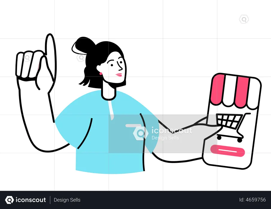 Mädchen beim Online-Shopping  Illustration