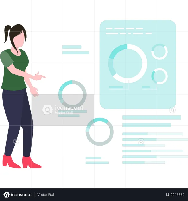 Mädchen betrachtet Analysediagramm  Illustration