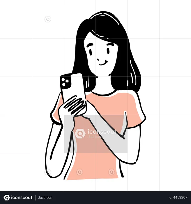 Mädchen chattet am Telefon  Illustration