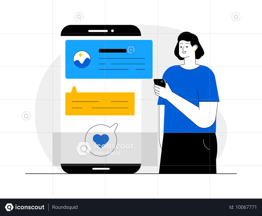 Mädchen beim Chatten auf dem Handy  Illustration