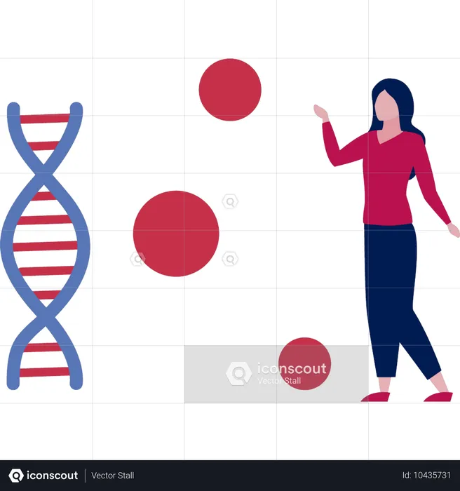 Mädchen erklärt DNA-Bericht  Illustration