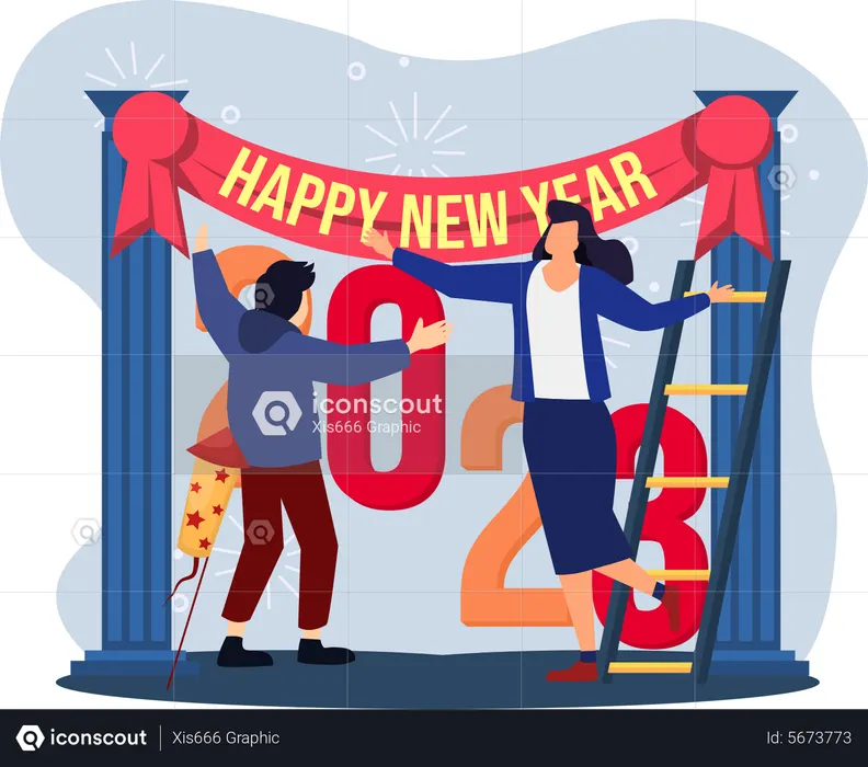 Mädchen freuen sich so sehr auf die Silvesterparty  Illustration