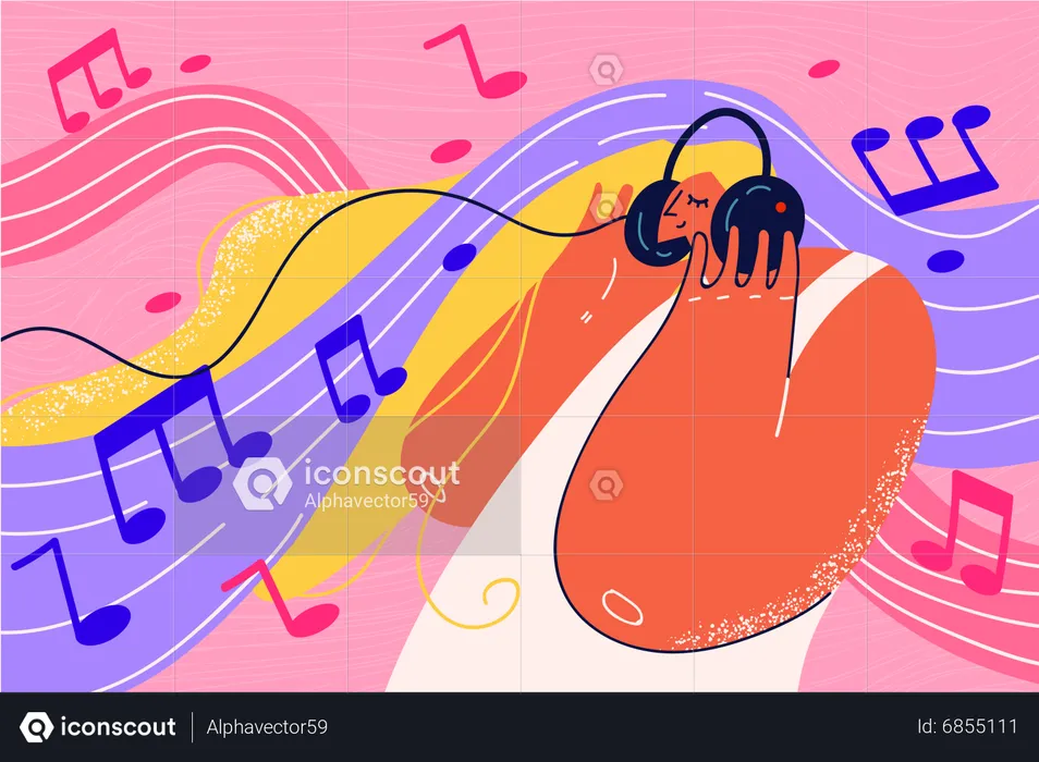 Mädchen hört Musik  Illustration