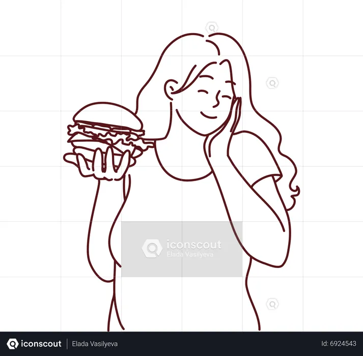 Mädchen isst Burger  Illustration