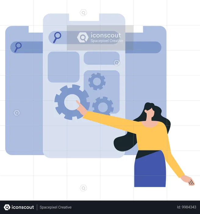 Mädchen beim App-Launch  Illustration