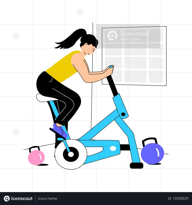 Mädchen beim Indoor-Cycling  Illustration