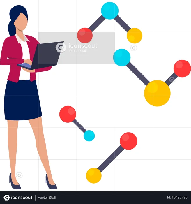 Mädchen macht Molekülatome  Illustration