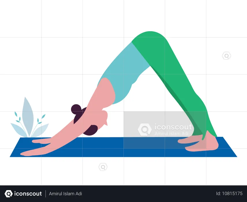 Mädchen macht nach unten gerichtete Yoga-Pose  Illustration