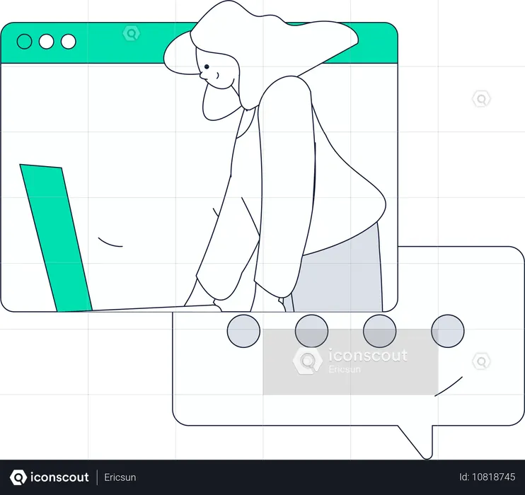 Mädchen macht Online-Meeting  Illustration