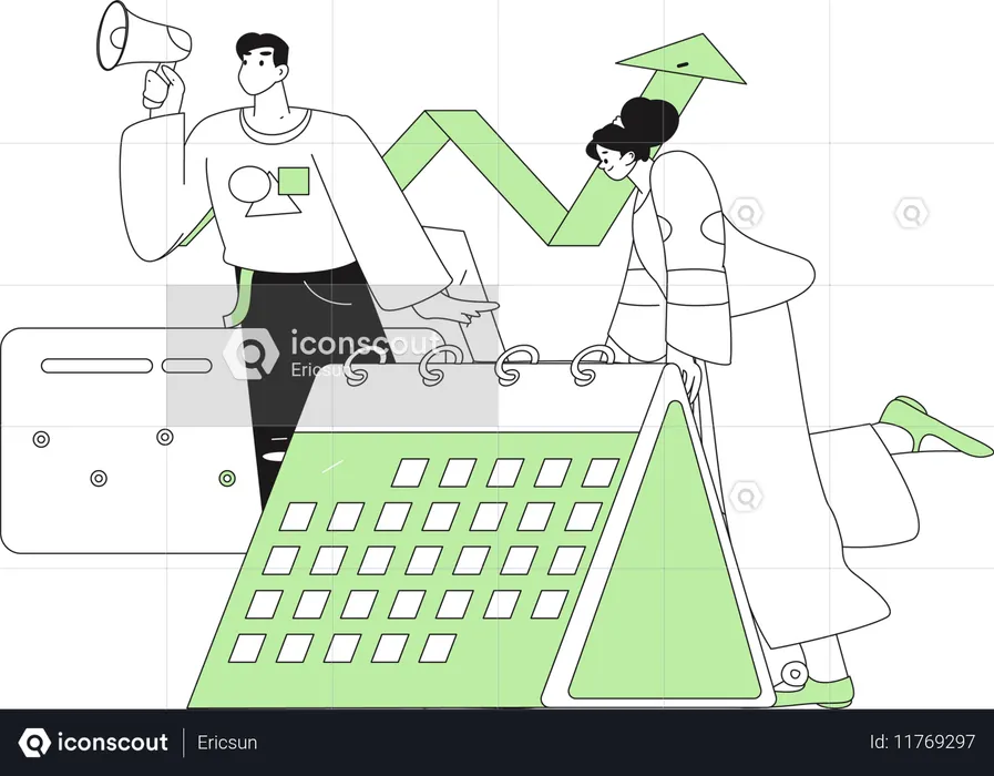 Mädchen macht Online-Meeting  Illustration