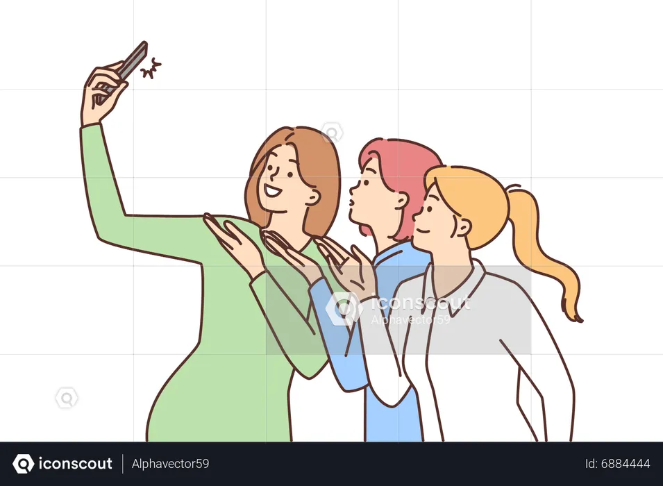 Mädchen macht Selfie  Illustration