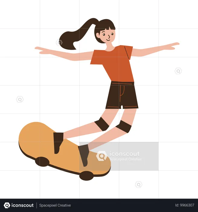 Mädchen mit Skateboard-Tricks  Illustration