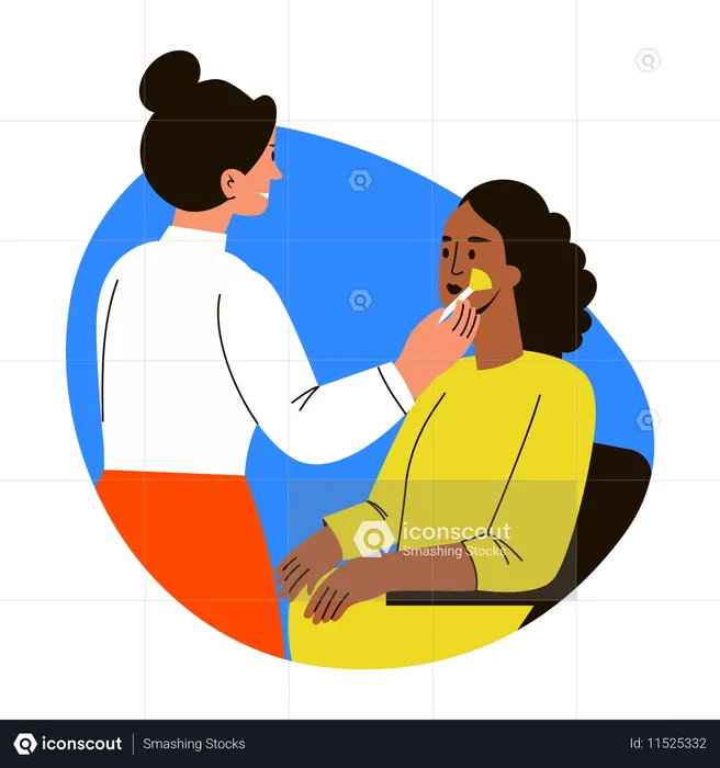 Mädchen macht Wangen Make-up  Illustration