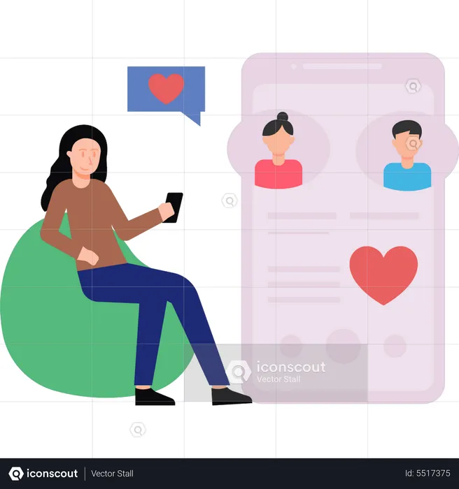 Mädchen nutzt Dating-App  Illustration