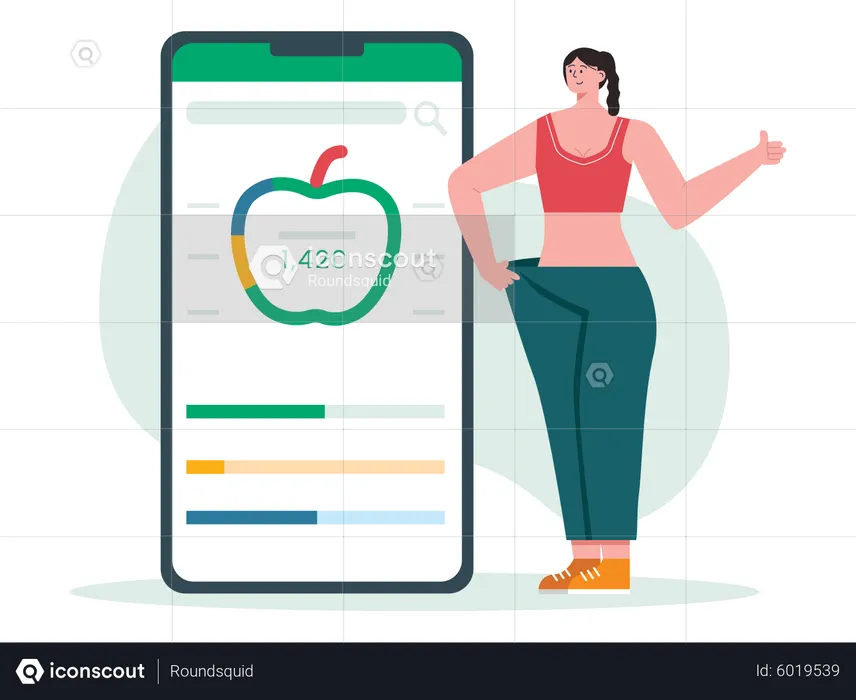 Mädchen nutzt Fitness-Tracking-App  Illustration