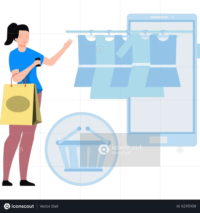 Mädchen beim Online-Shopping  Illustration