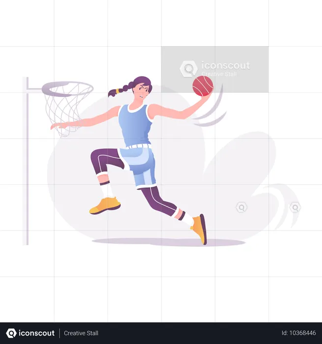 Mädchen spielt Basketball  Illustration