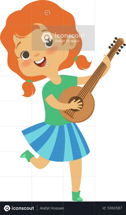 Mädchen spielt Gitarre  Illustration