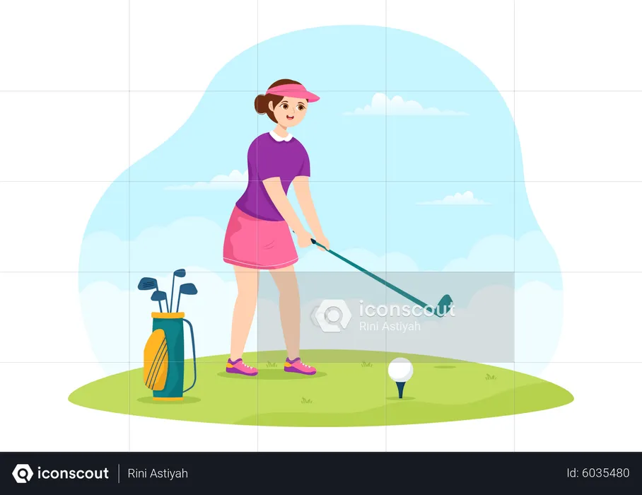 Mädchen beim Golfspielen  Illustration