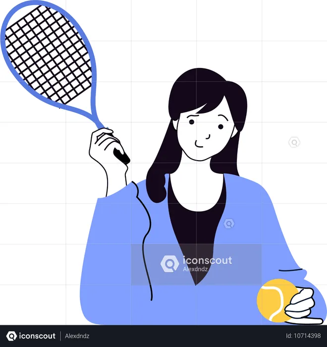 Mädchen spielt langes Tennis  Illustration