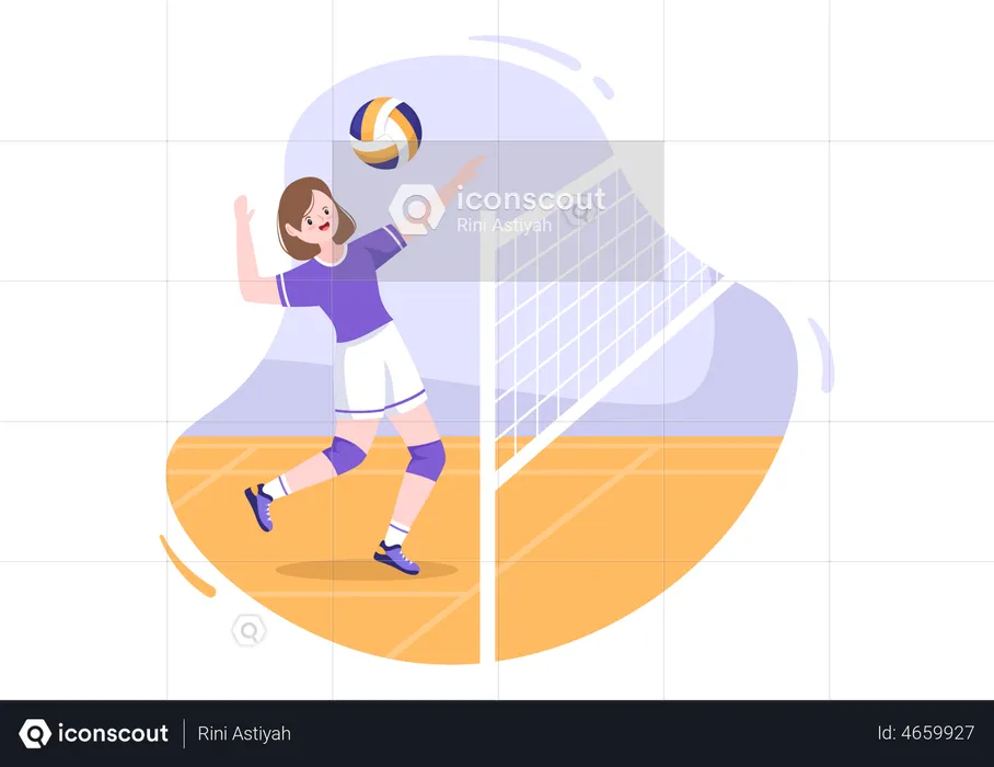 Mädchen spielt Volleyball  Illustration