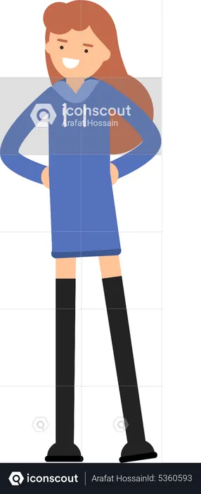 Mädchen steht im Kapuzenpullover  Illustration