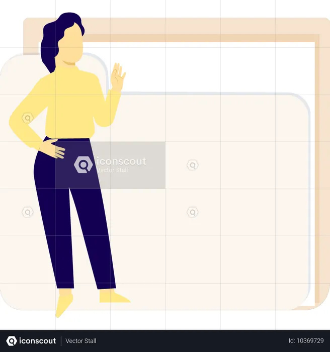 Mädchen steht in der Nähe von Ordner  Illustration