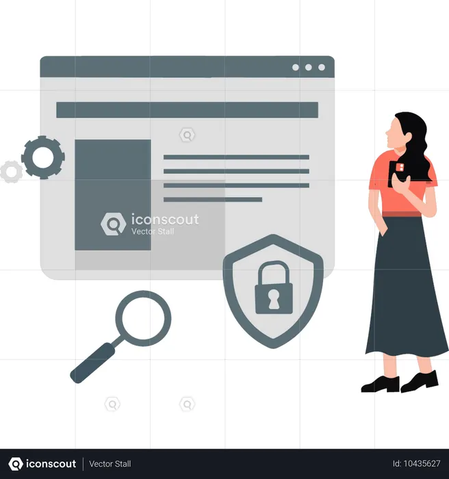 Mädchen sucht Sicherheit für Webseiten  Illustration