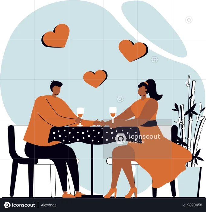 Mädchen und Junge gehen zum Valentinstags-Date  Illustration