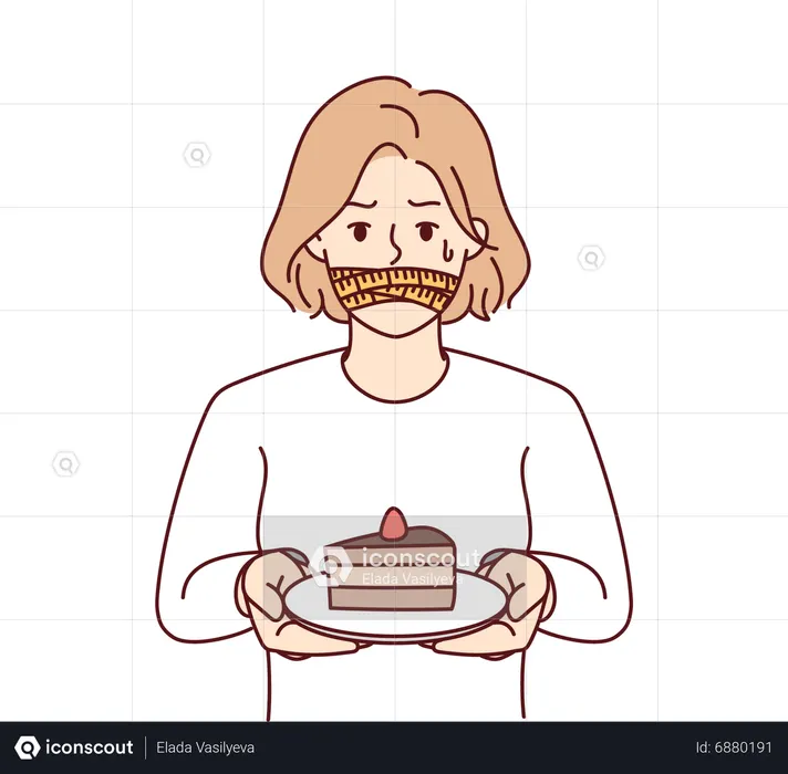 Mädchen meidet wegen Diabetes zuckerhaltige Nahrungsmittel  Illustration