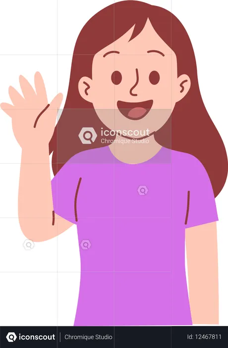 Mädchen winkt mit der Hand  Illustration