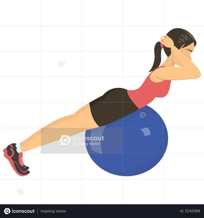 Mädchen-Training auf Gymnastikball  Illustration