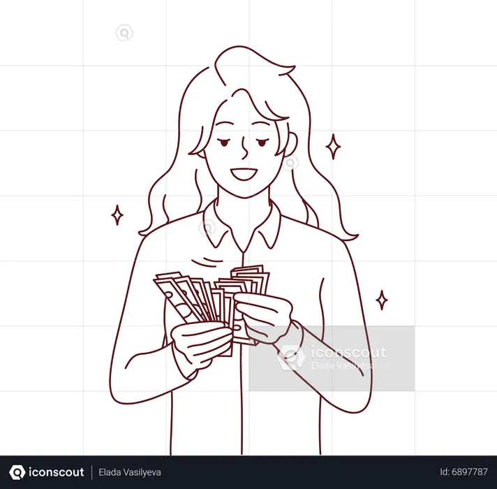 Mädchen zählt Geld  Illustration