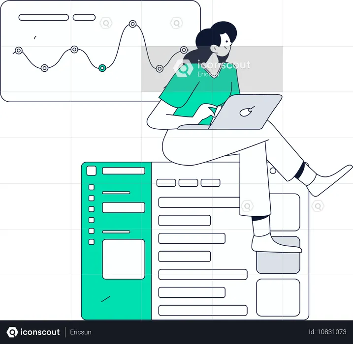 Mädchen trägt Daten in Diagramm ein  Illustration