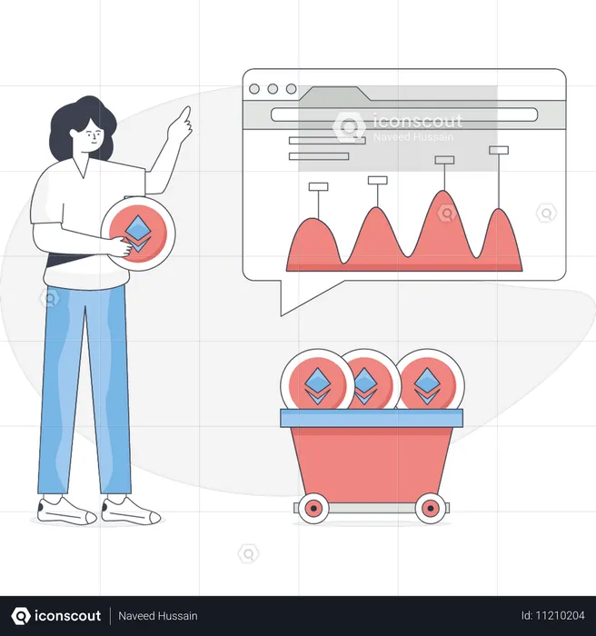 Mädchen zeigt analytische Grafik  Illustration