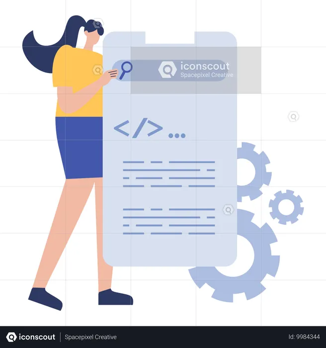Mädchen zeigt App-Prototyp  Illustration