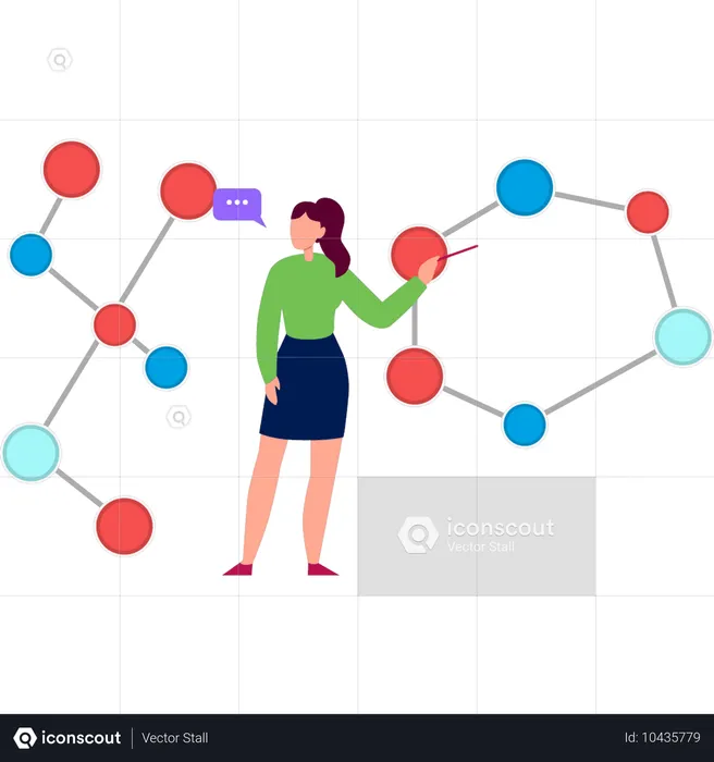 Mädchen zeigt Atommoleküle  Illustration