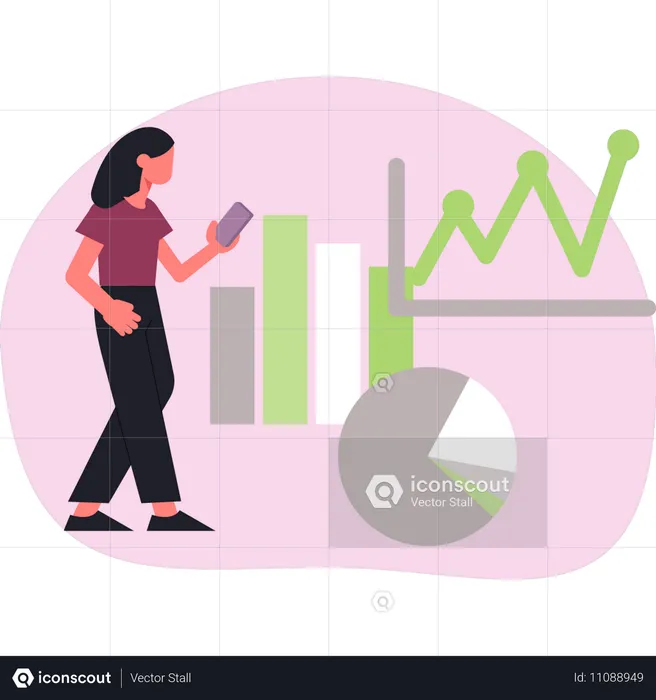 Mädchen zeigt Geschäftsdiagramm  Illustration