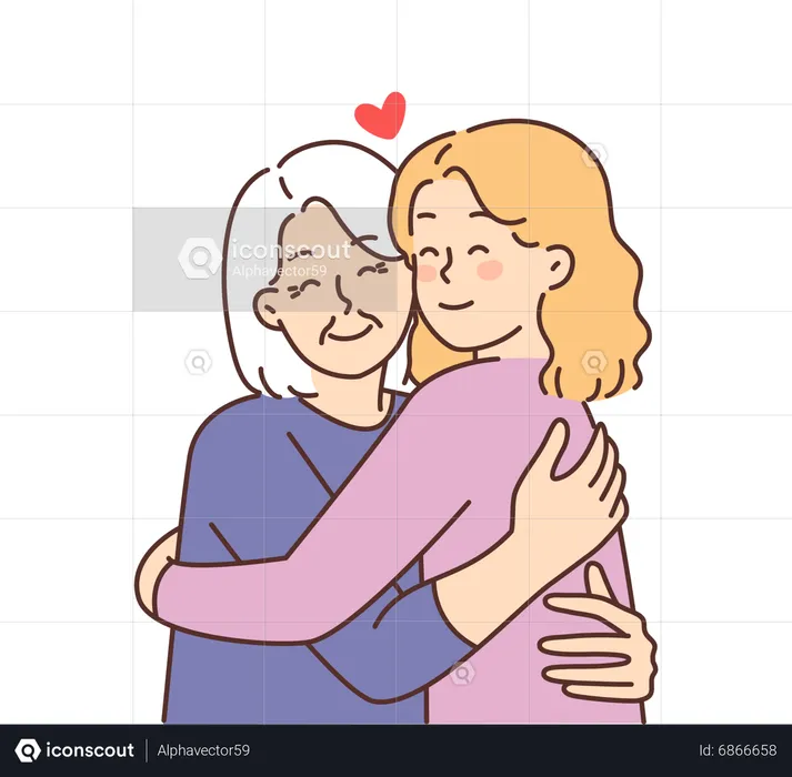 Mädchen liebende Großmutter  Illustration