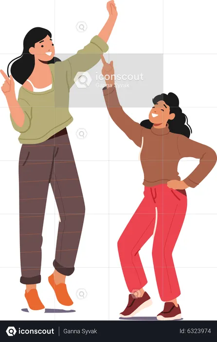 Madre bailando con hija  Ilustración
