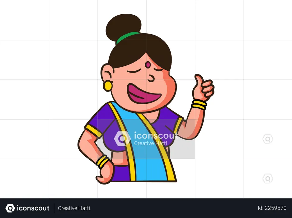 Madre india con el signo de los pulgares hacia arriba  Ilustración