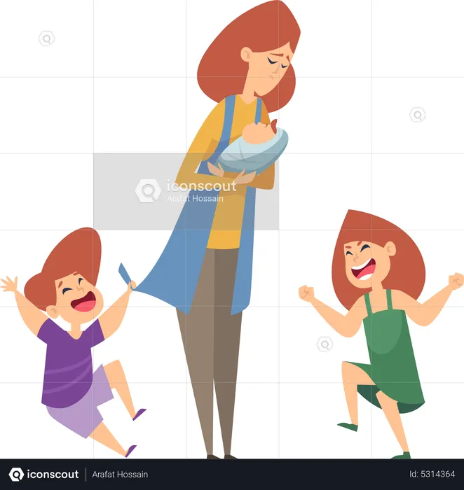 Mãe com filhos  Ilustração