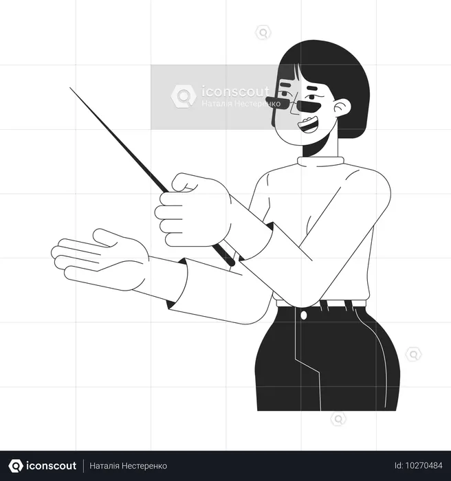Profesora japonesa mostrando a un lado  Ilustración